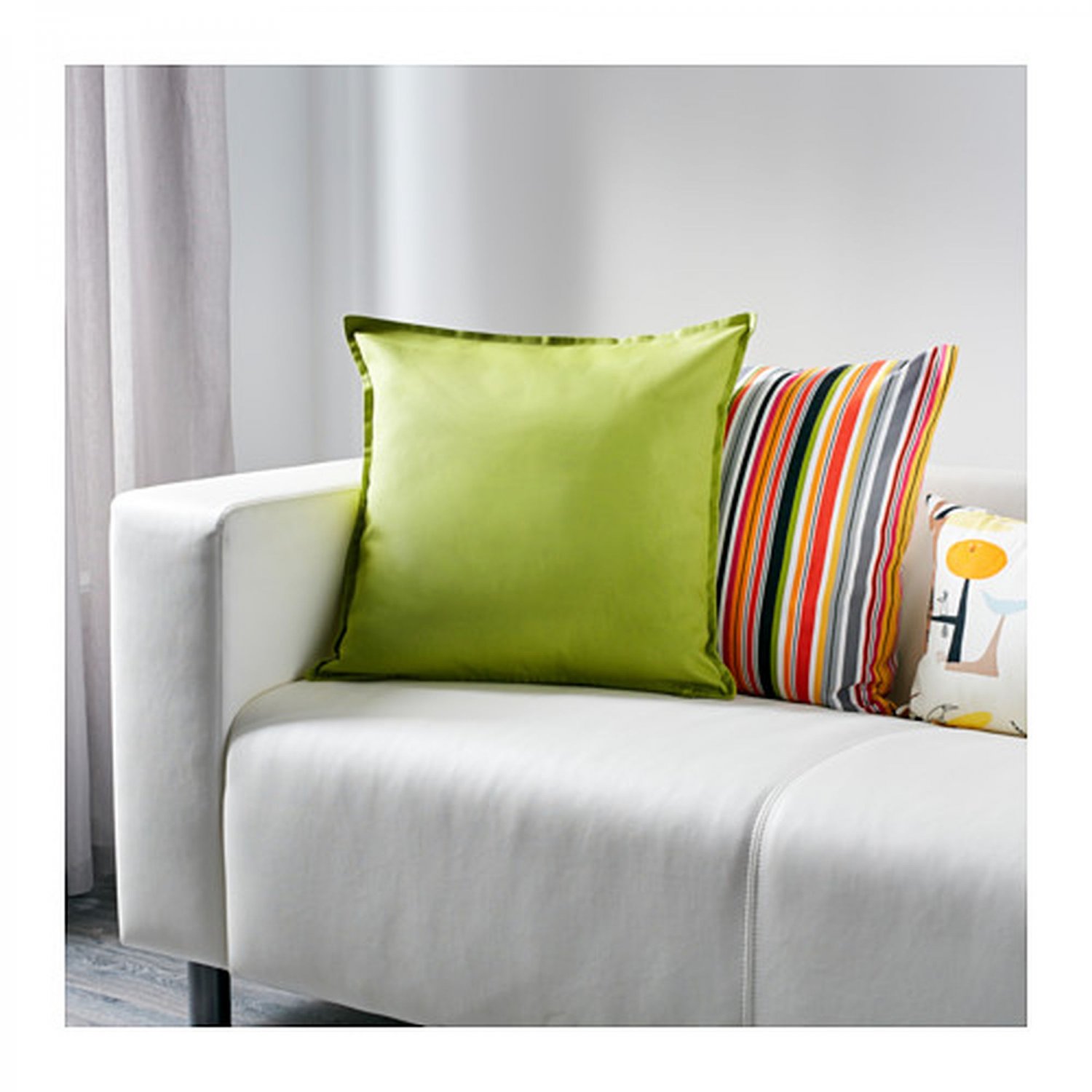 IKEA Gurli CUSHION COVER Pillow Sham GREEN 20" x 20" Zippered