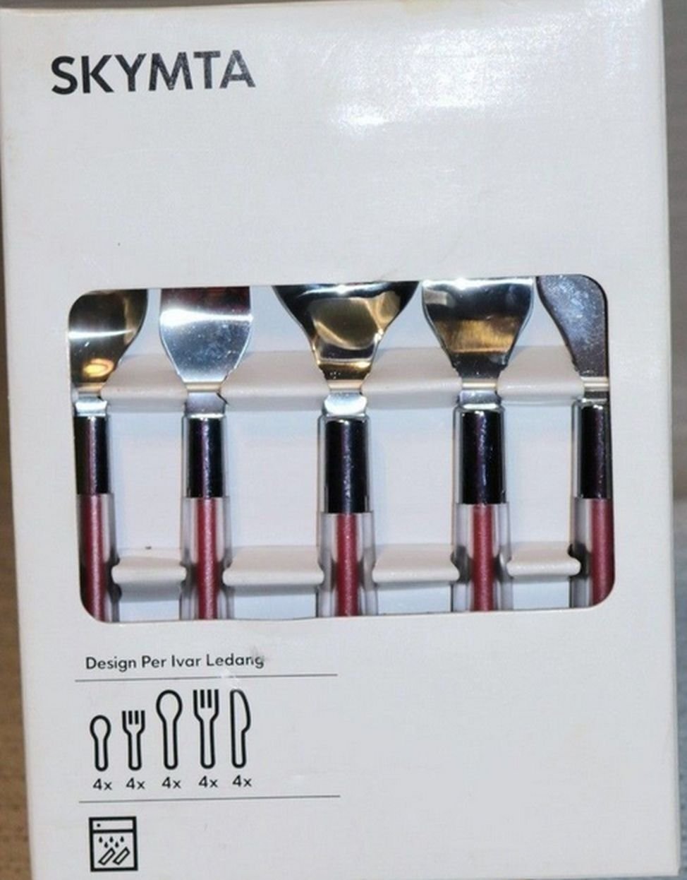 IKEA Skymta Red Clear Kitchen Flatware Cutlery Set Acrylic with Red