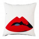 IKEA Omedelbar RED LIPS Cushion COVER Pillow Sham  20" x 20" Phtographic Op Art Mouth