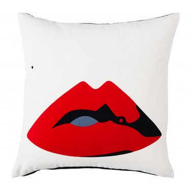 OMEDELBAR Lip-Shaped red Cushion and Two Lip Printed Cushion Covers IKEA OMEDELBAR Lip Cushion and Cushion Cover Bundle Includes 