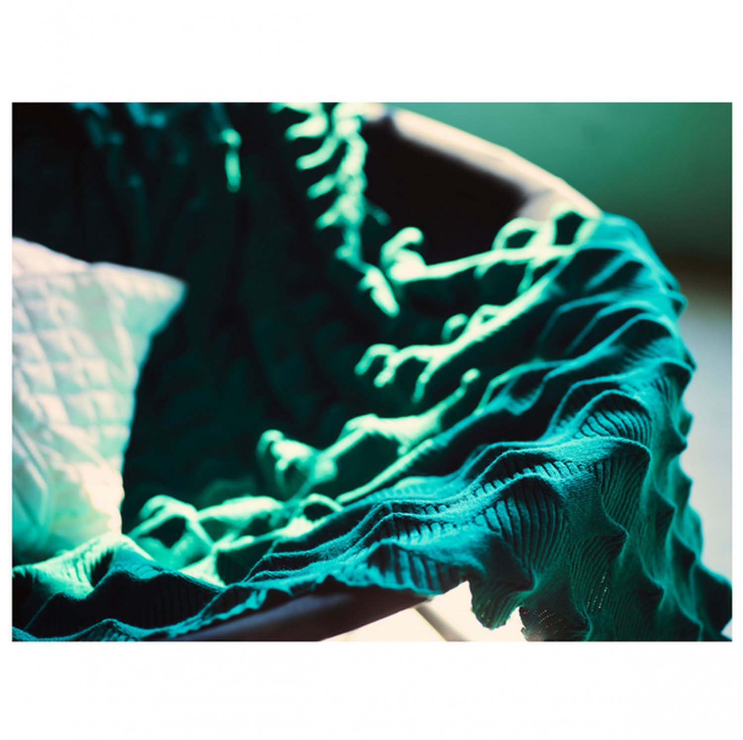 IKEA PS 2017 Throw BLANKET Afghan Green Photo PROP Textural Stretchable