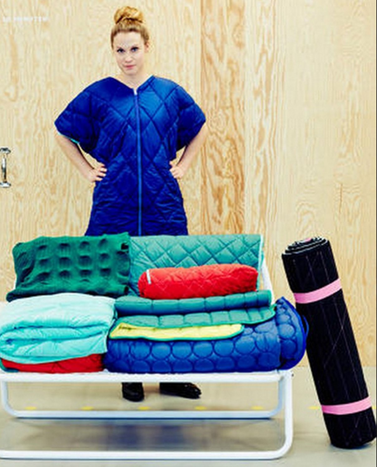 IKEA PS 2017 Throw BLANKET Afghan Green Photo PROP Textural Stretchable