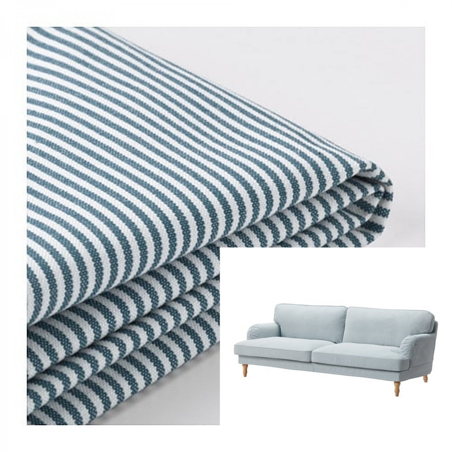 Remvallen Blue/White 503.202.64 IKEA Ikea Stocksund Armchair Cover 