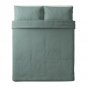 IKEA Puderviva QUEEN Full Duvet COVER and Pillowcases Set LINEN Green teal blue