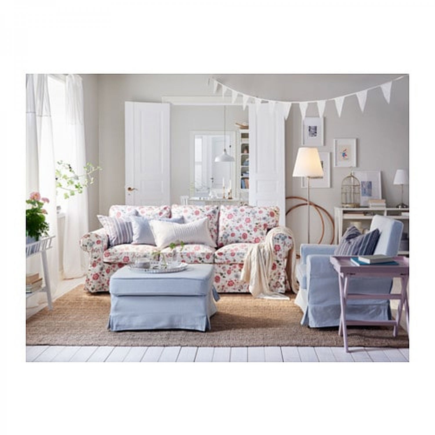 IKEA Ektorp 3 Seat Sofa COVER Slipcover VIDESLUND Multi FLORAL Bezug Housse New