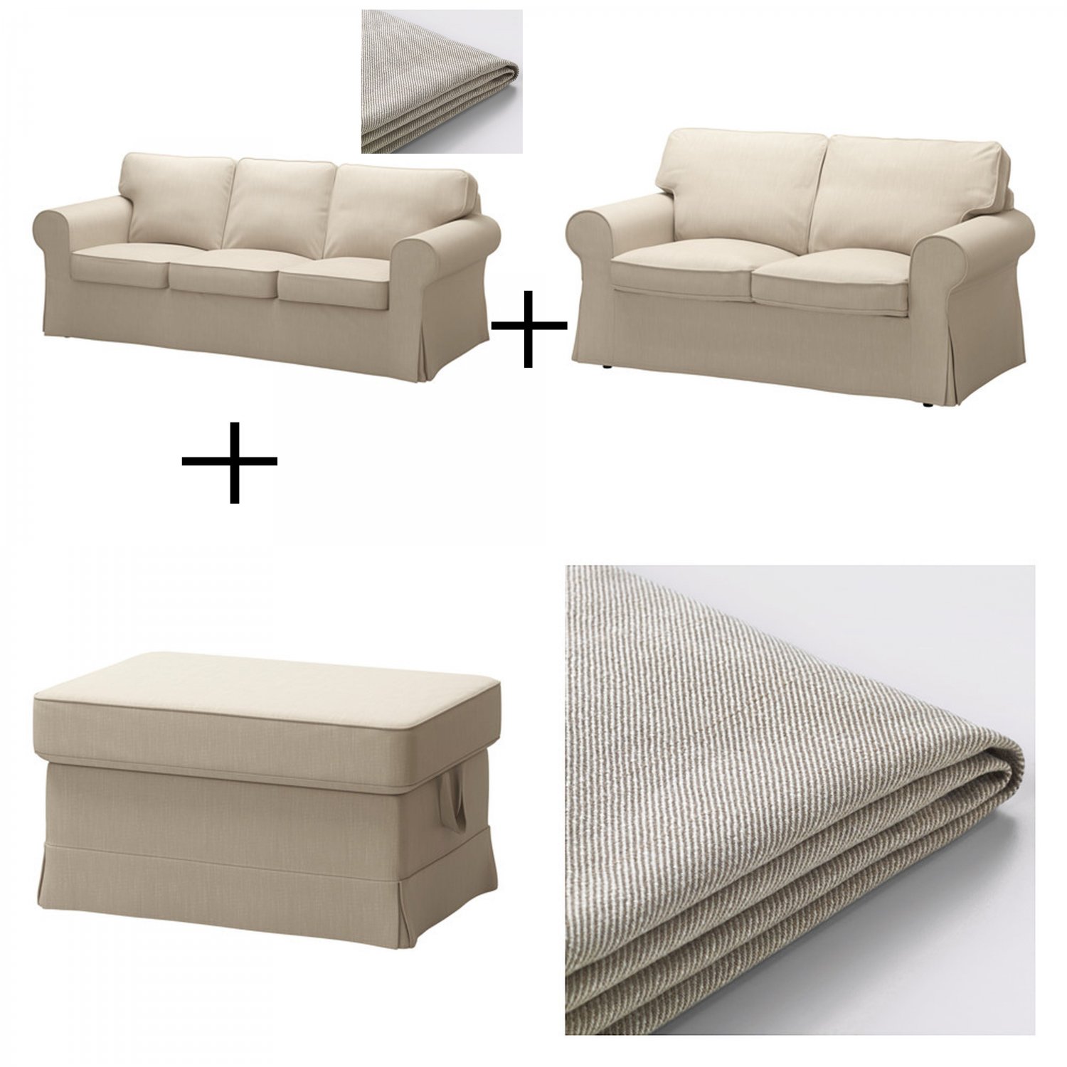 3 Seat Sofa Slipcover Cover NORDVALLA DARK BEIGE New in Box! Ikea EKTORP Three 