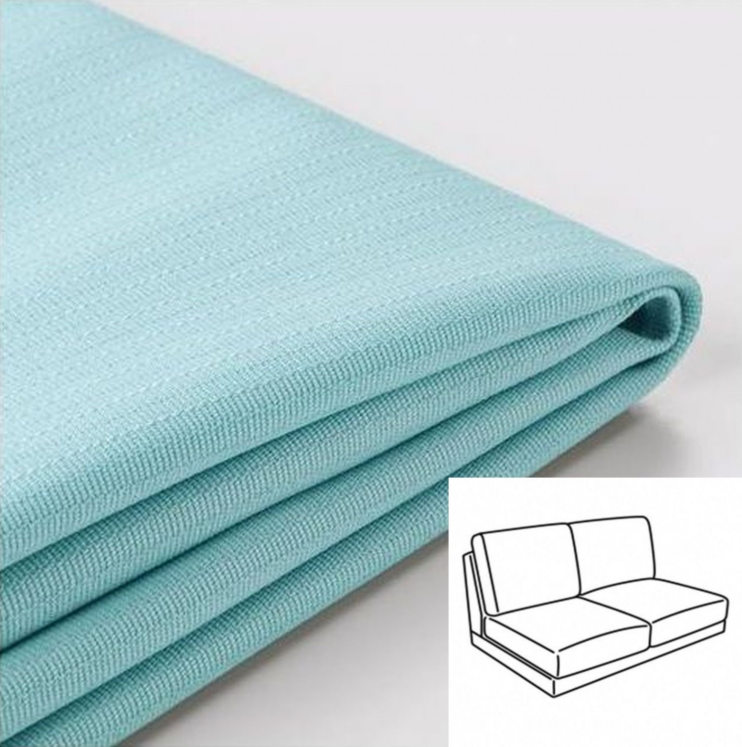 IKEA 2 Seat Loveseat Sofa SLIPCOVER Cover EDUM LIGHT BLUE no