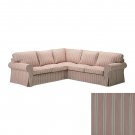IKEA Ektorp Corner Sofa SLIPCOVER Sectional Cover MOBACKA Stripes RED 2+2 4 Seat