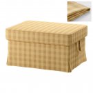 IKEA Ektorp Footstool COVER Ottoman Slipcover SKAFTARP YELLOW Check Plaid gold