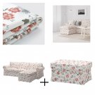 IKEA Ektorp SLIPCOVERS for Loveseat sofa w Chaise and Footstool VIDESLUND MULTI Floral COVER Set