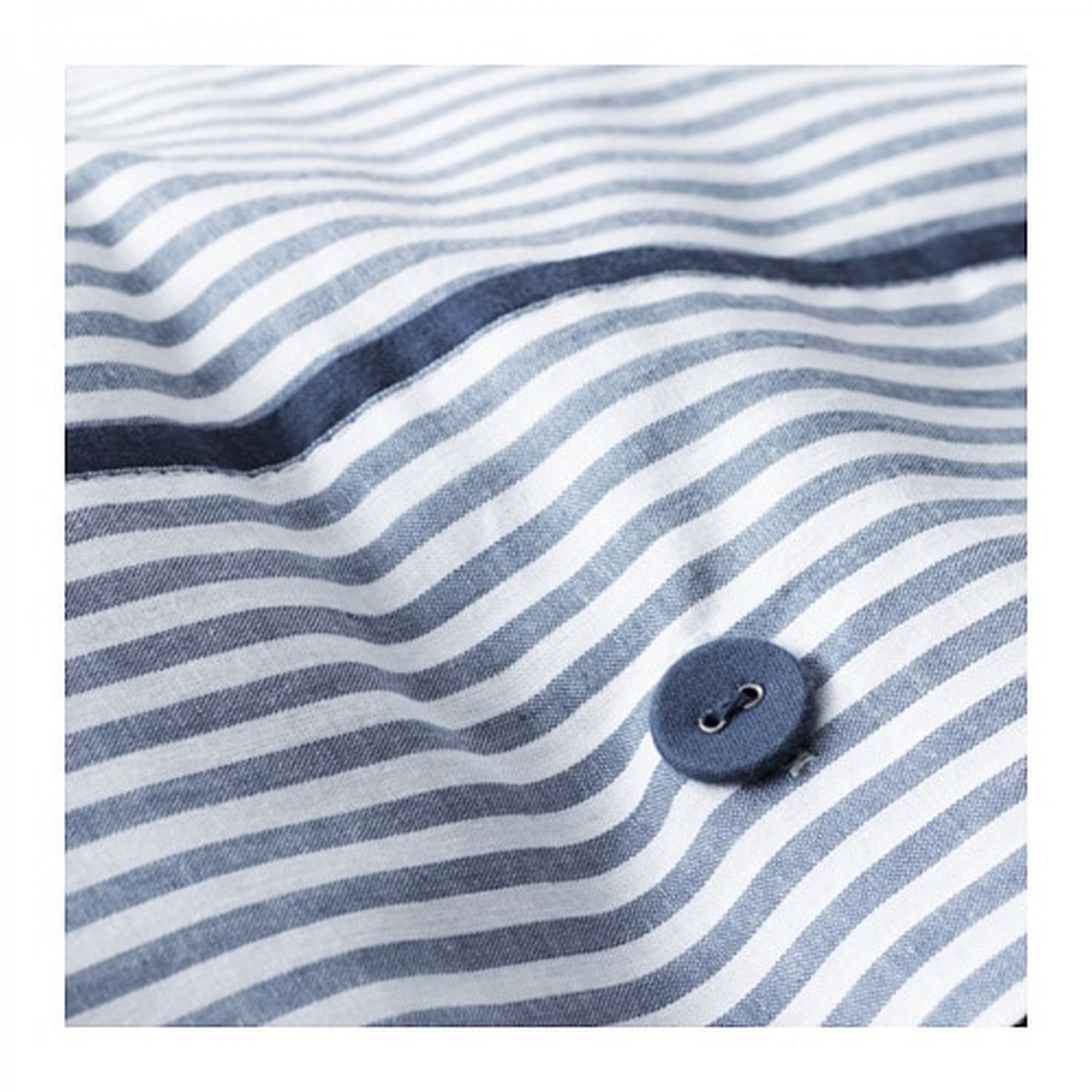 IKEA Nyponros QUEEN Full DUVET COVER Set TICKING STRIPES BLUE Yarn Dyed ...