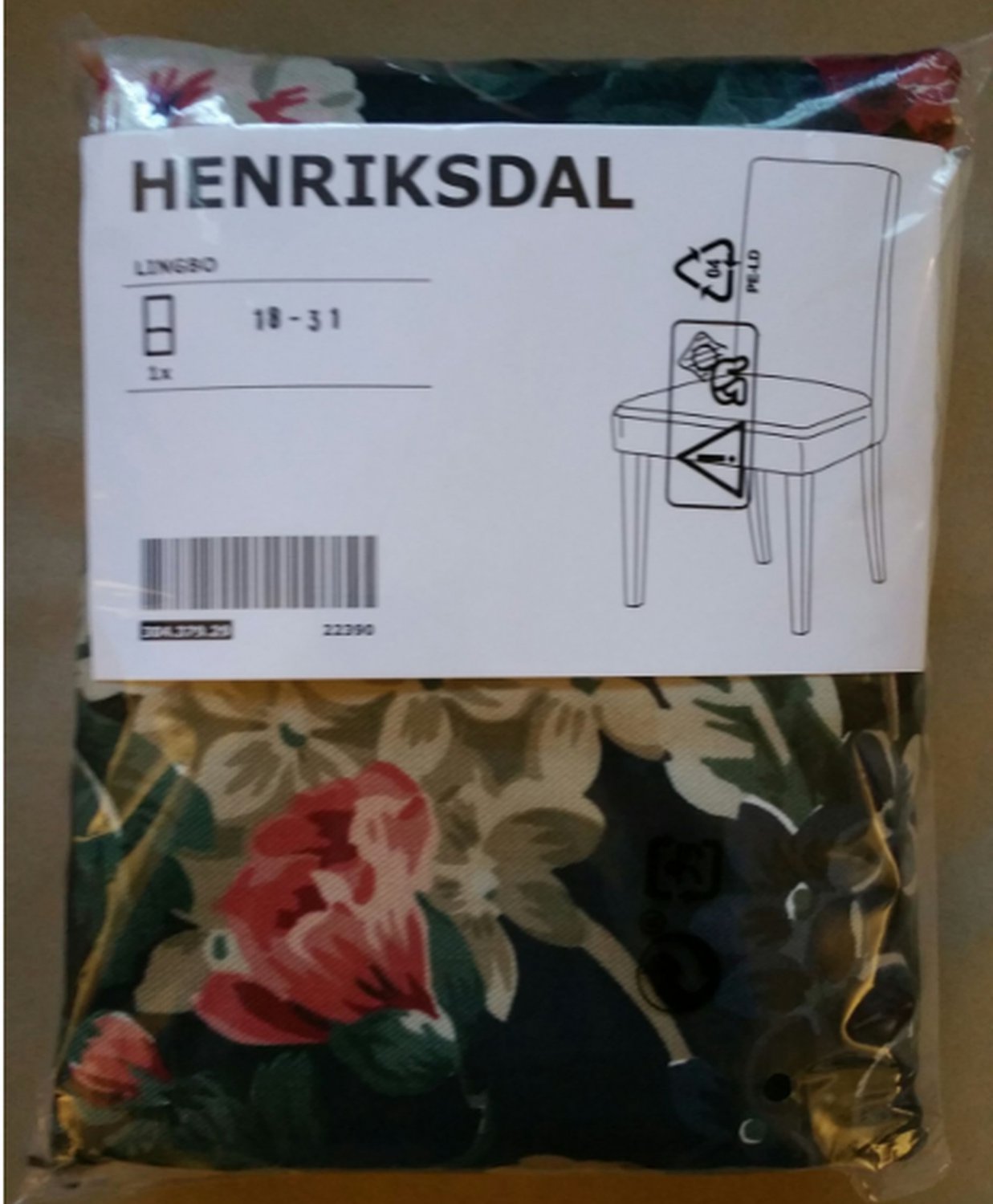 IKEA Henriksdal Chair SLIPCOVER Cover LINGBO Floral 21" 54cm Blue