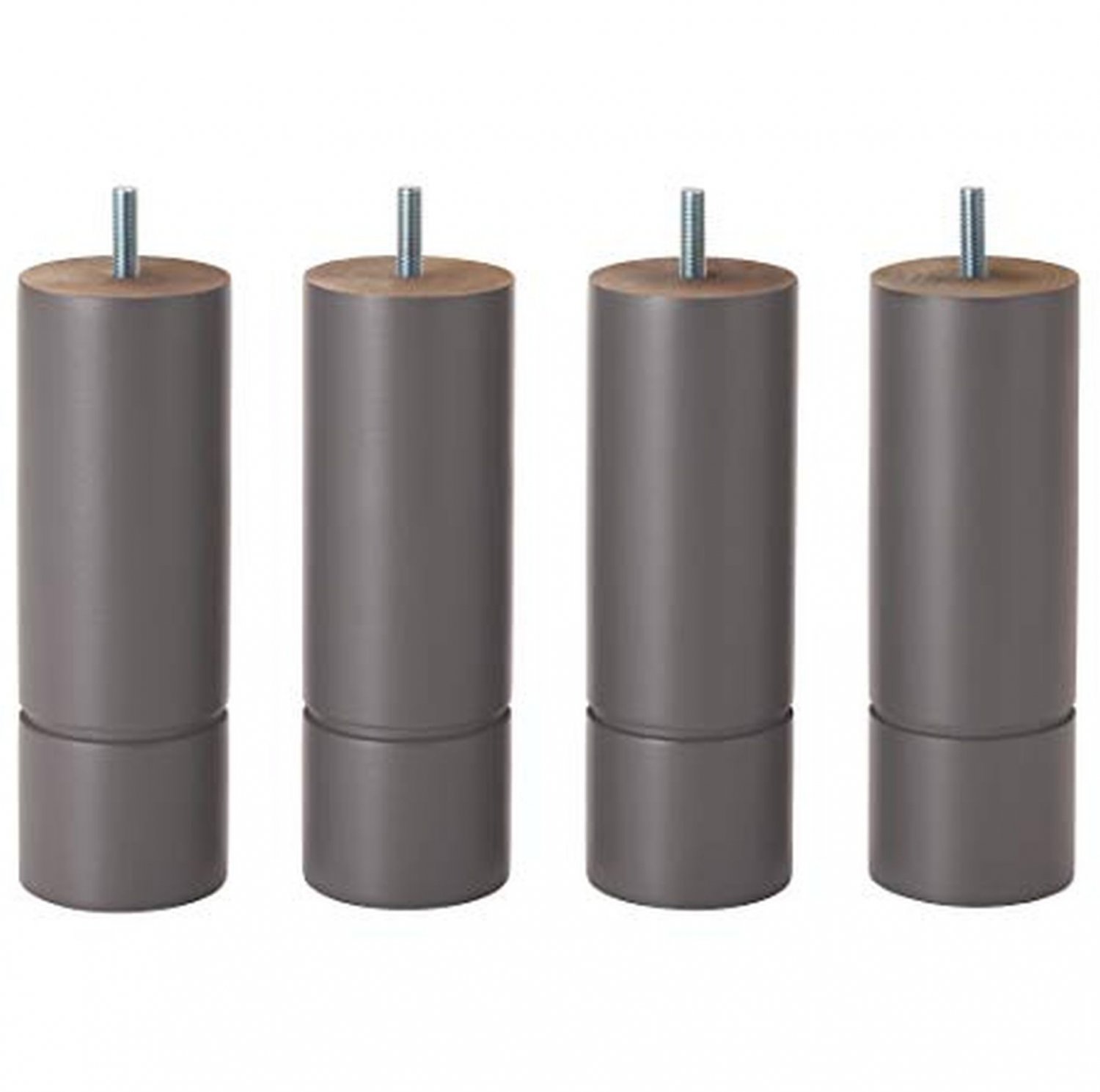 IKEA GRAY Furniture Sofa Legs Feet SET of 4 Solid Birch Wood Pewter Acrylic Paint New