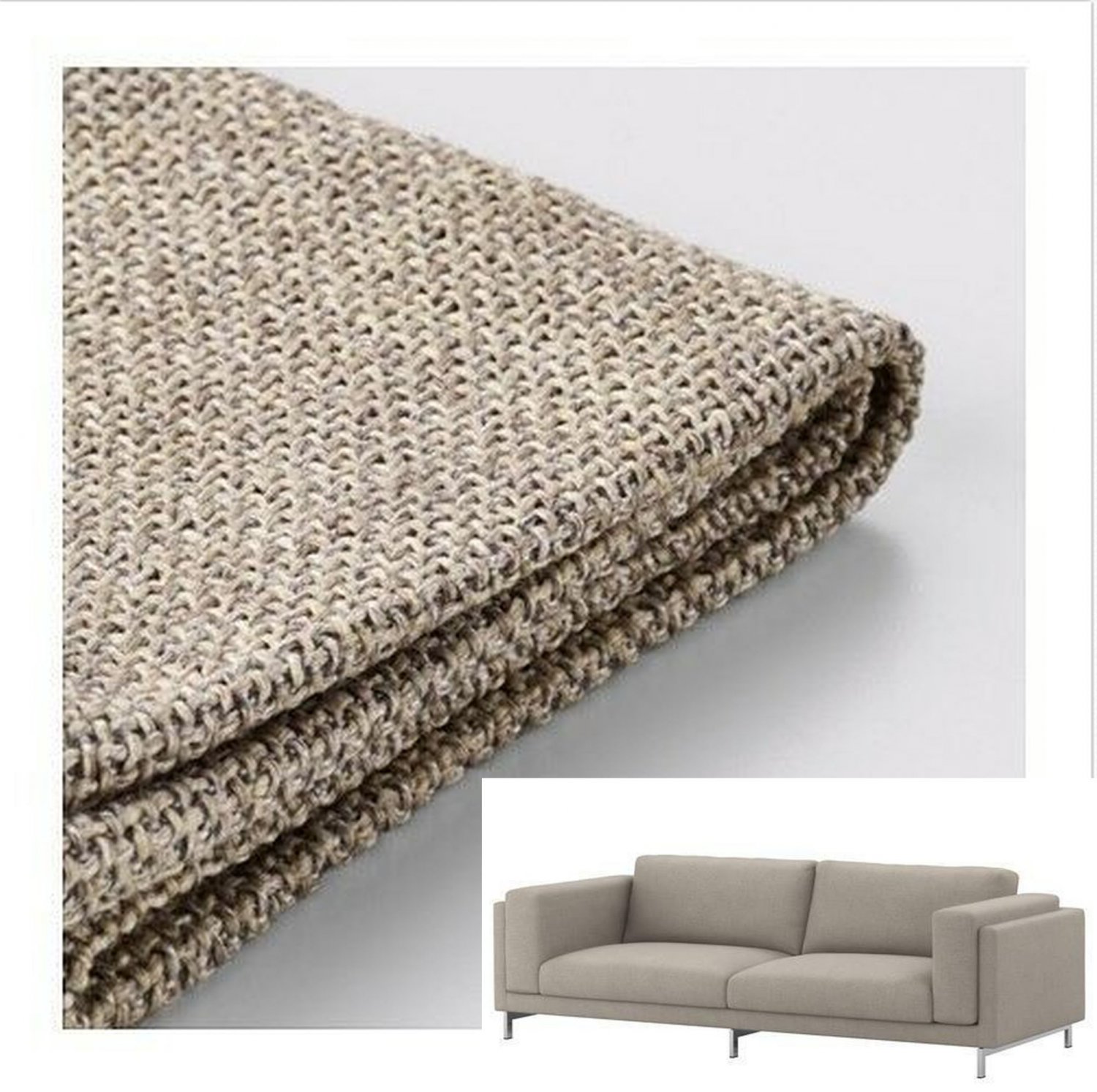 IKEA NOCKEBY SLIPCOVER 3 Seat Sofa COVER Teno LIGHT GRAY Tenö Lt Grey