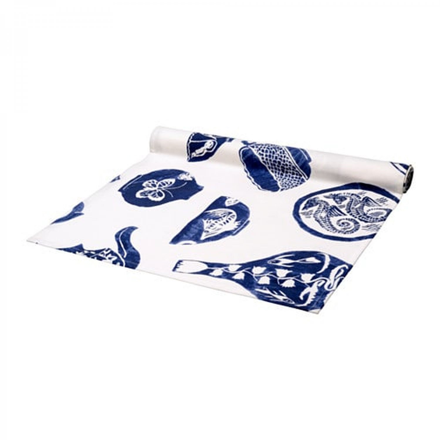 IKEA Sommarglim TABLE RUNNER Blue White Teacups Teapots 55" x 16"