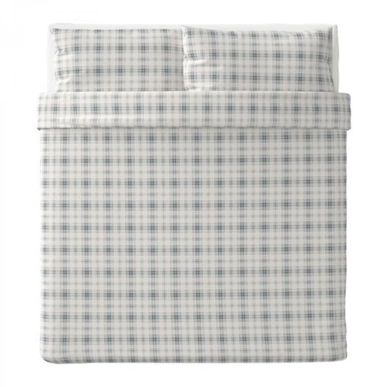 IKEA Nordruta King DUVET COVER and Pillowcases Set Blue PLAID Flannel ...