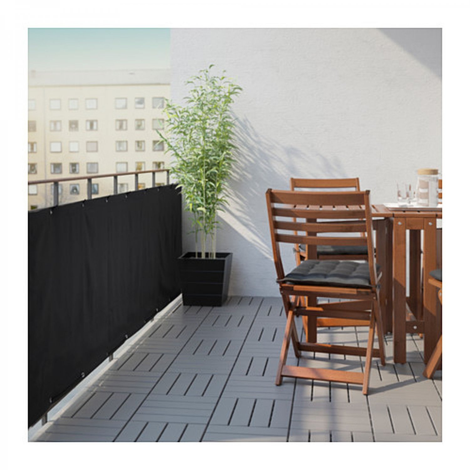 IKEA Dyning Patio Balcony WIND Sun SHIELD SHADE BLACK Yard Privacy ...