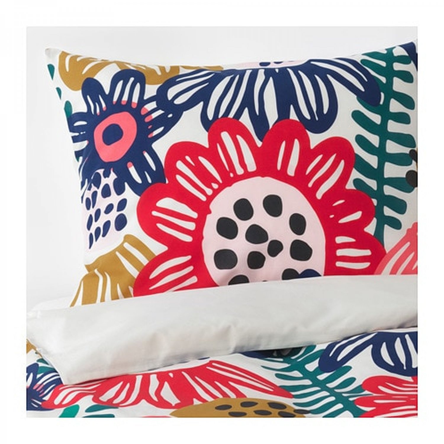 Ikea Sommaraster Queen Full Duvet Cover Pillowcases Set Bold Floral