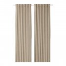 IKEA AINA Curtains Drapes BEIGE LINEN Flax 98" Long