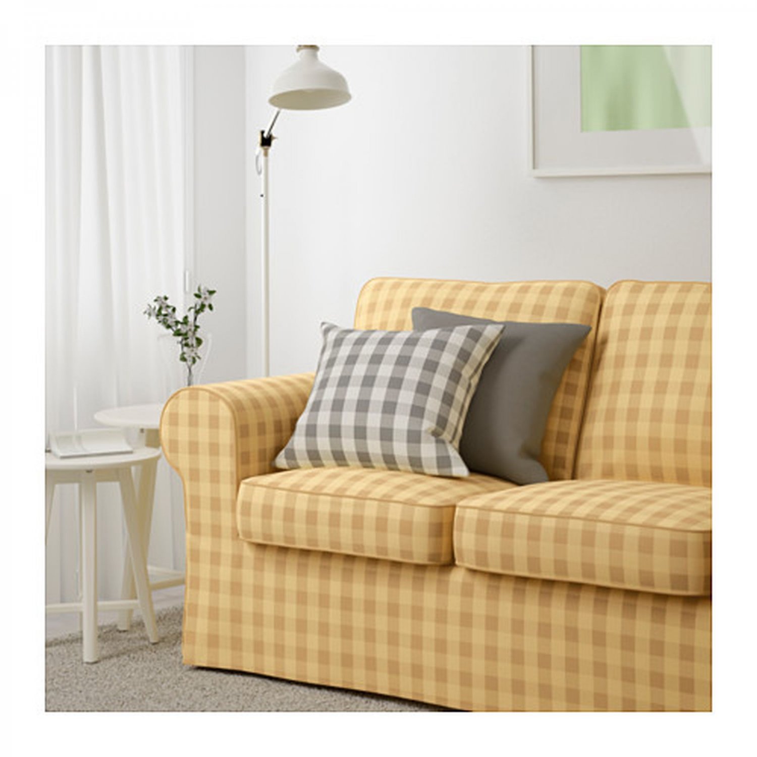 IKEA Ektorp 3 Seat Sofa COVER Slipcover SKAFTARP YELLOW Buffalo Check