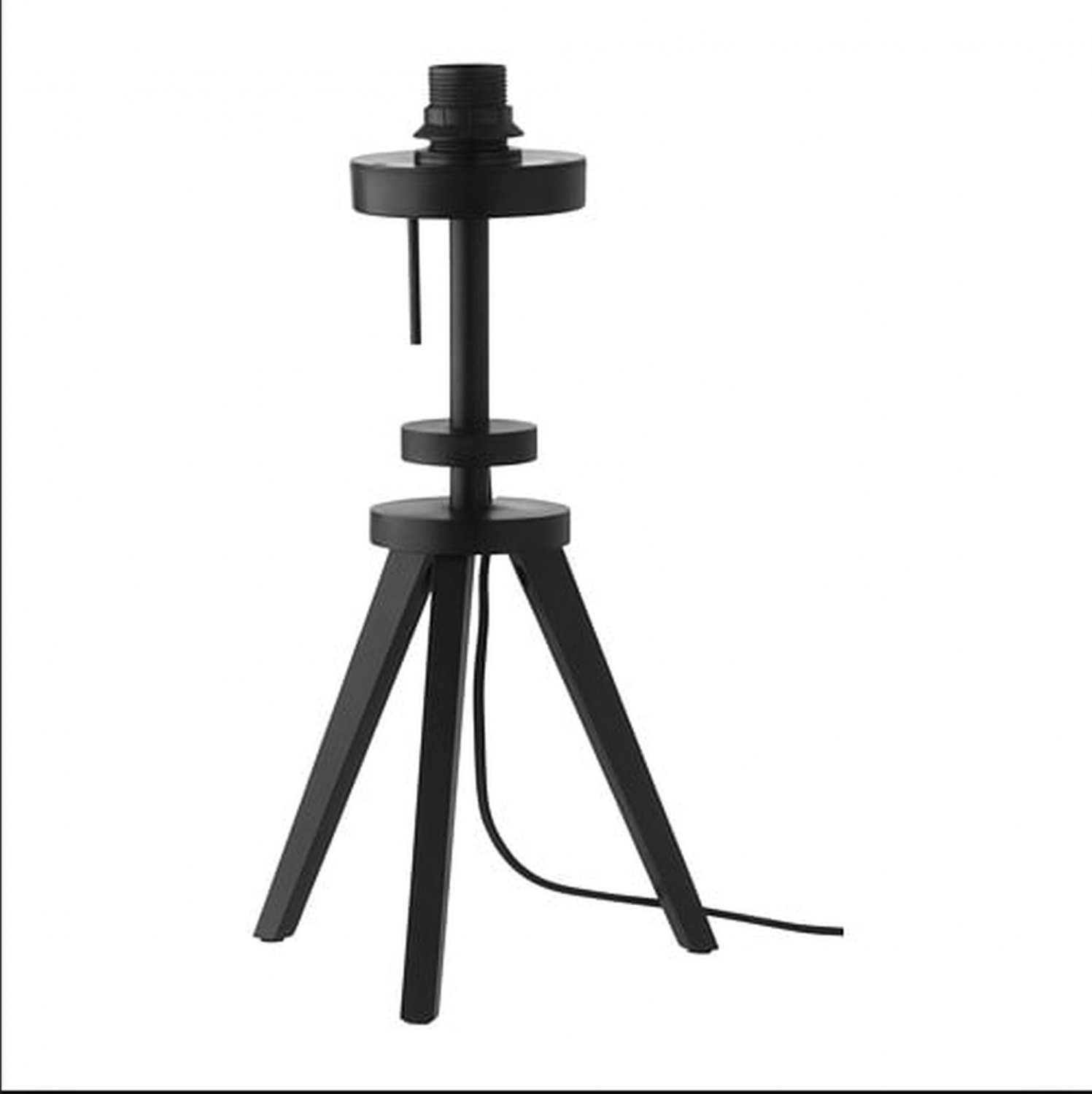 IKEA Lauters Table LAMP BASE Wood MODERN Brown Black Tripod