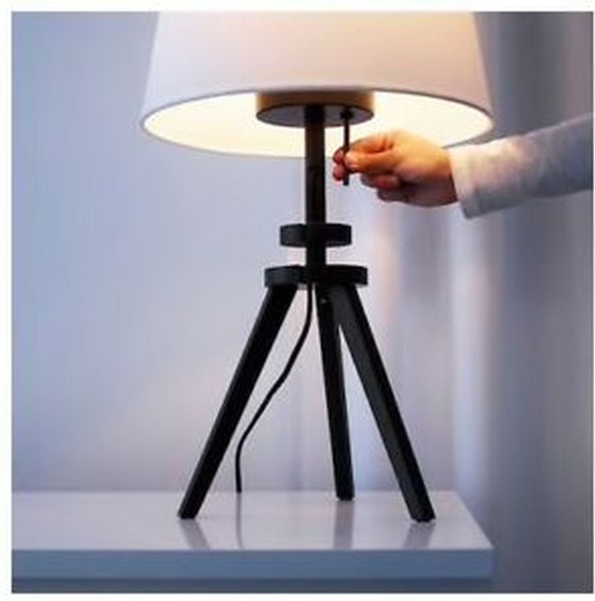 IKEA Lauters Table LAMP BASE Wood MODERN Brown Black Tripod