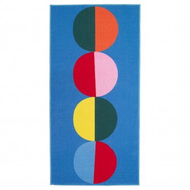 IKEA Sommar 2019 RUG Area Throw Mat LOW PILE Blue Bold Multicolor Dots Circles