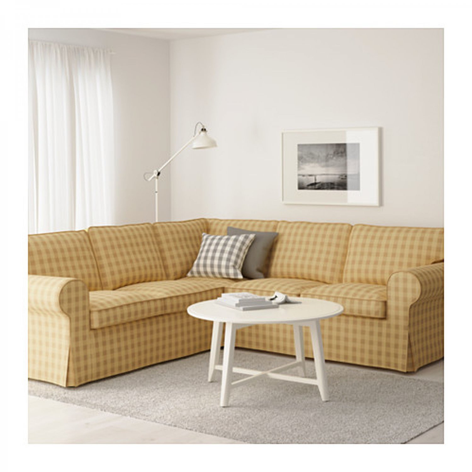 IKEA Ektorp 2+2 Corner Sofa COVER Slipcover SKAFTARP Yellow 4 Seat