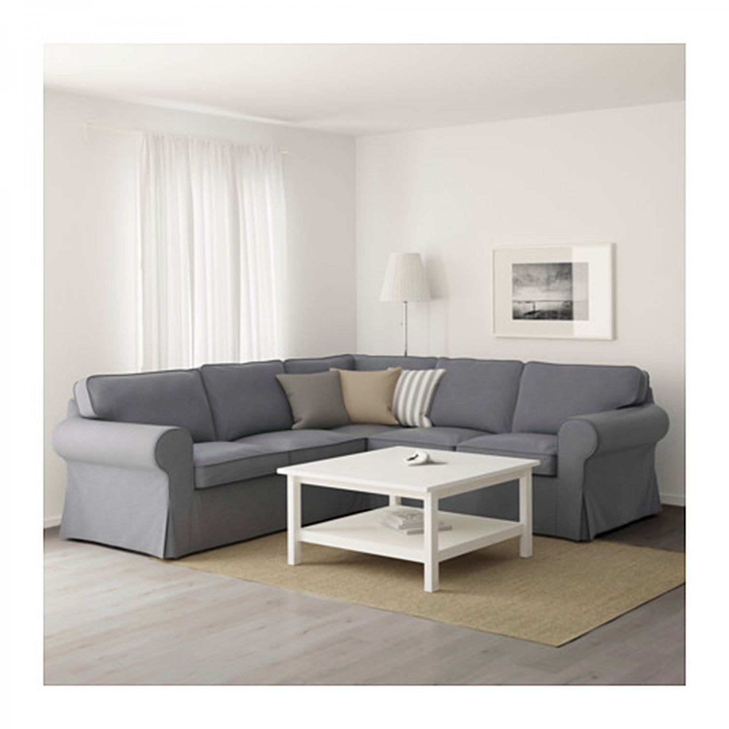 Ikea Ektorp 22 Corner Sofa Cover Slipcover Nordvalla Dark Gray Grey 4 Seat Sectional Cover New 