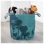 IKEA Urskog TOY HAMPER Basket STORAGE Bin Turquoise Blue Jungle Animals Trees Africa