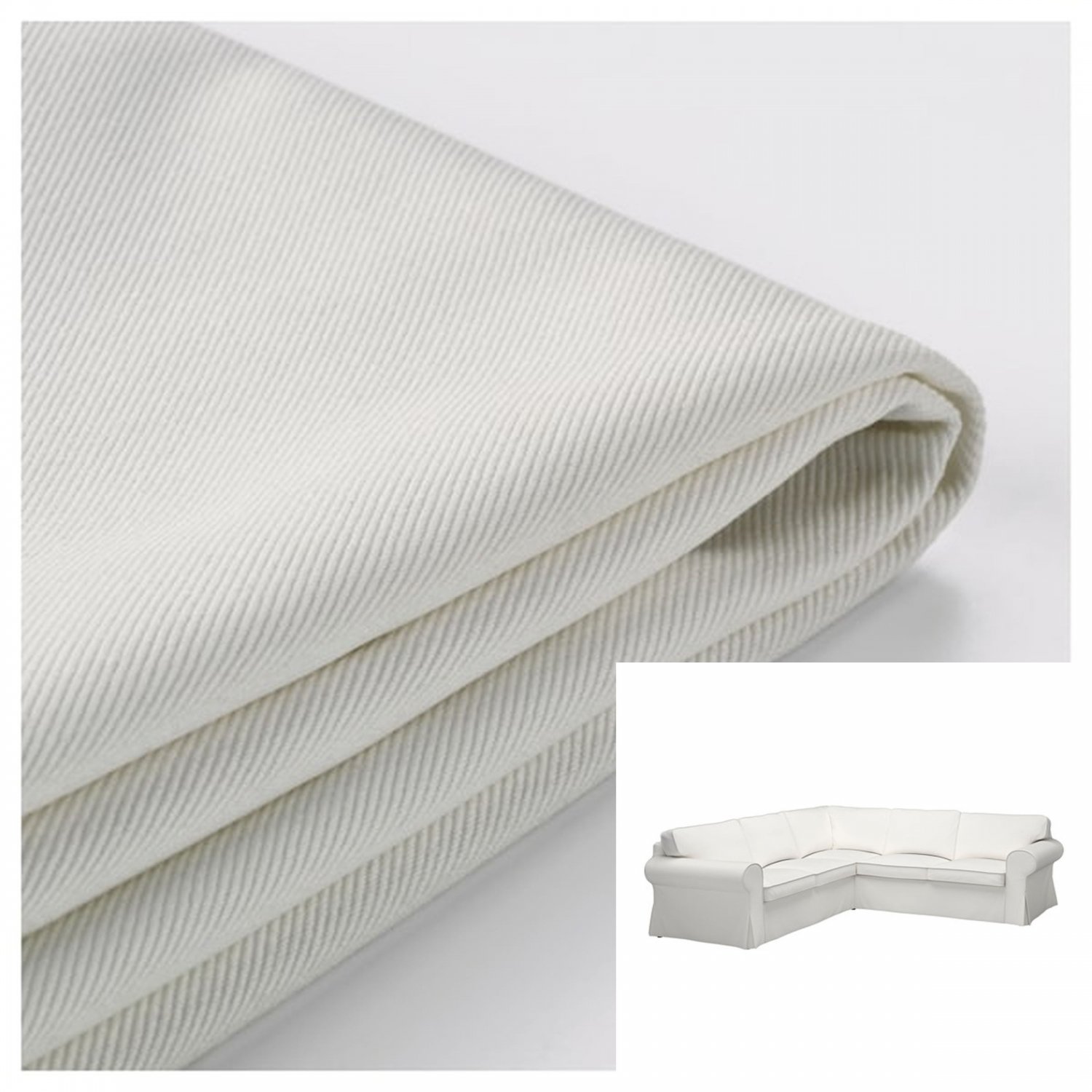 IKEA Ektorp Corner Sofa SLIPCOVER Sectional Cover VITTARYD WHITE 2+2 4 Seat