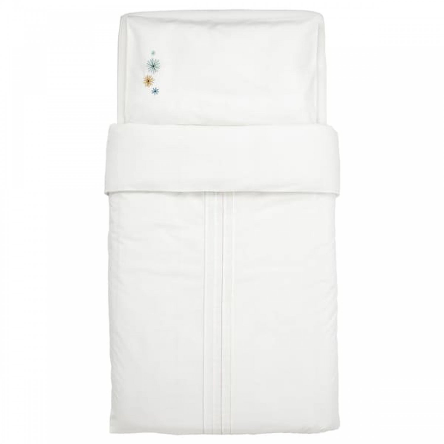 IKEA Tillgiven CRIB Duvet COVER Pillowcase SET White w Flower Starburst