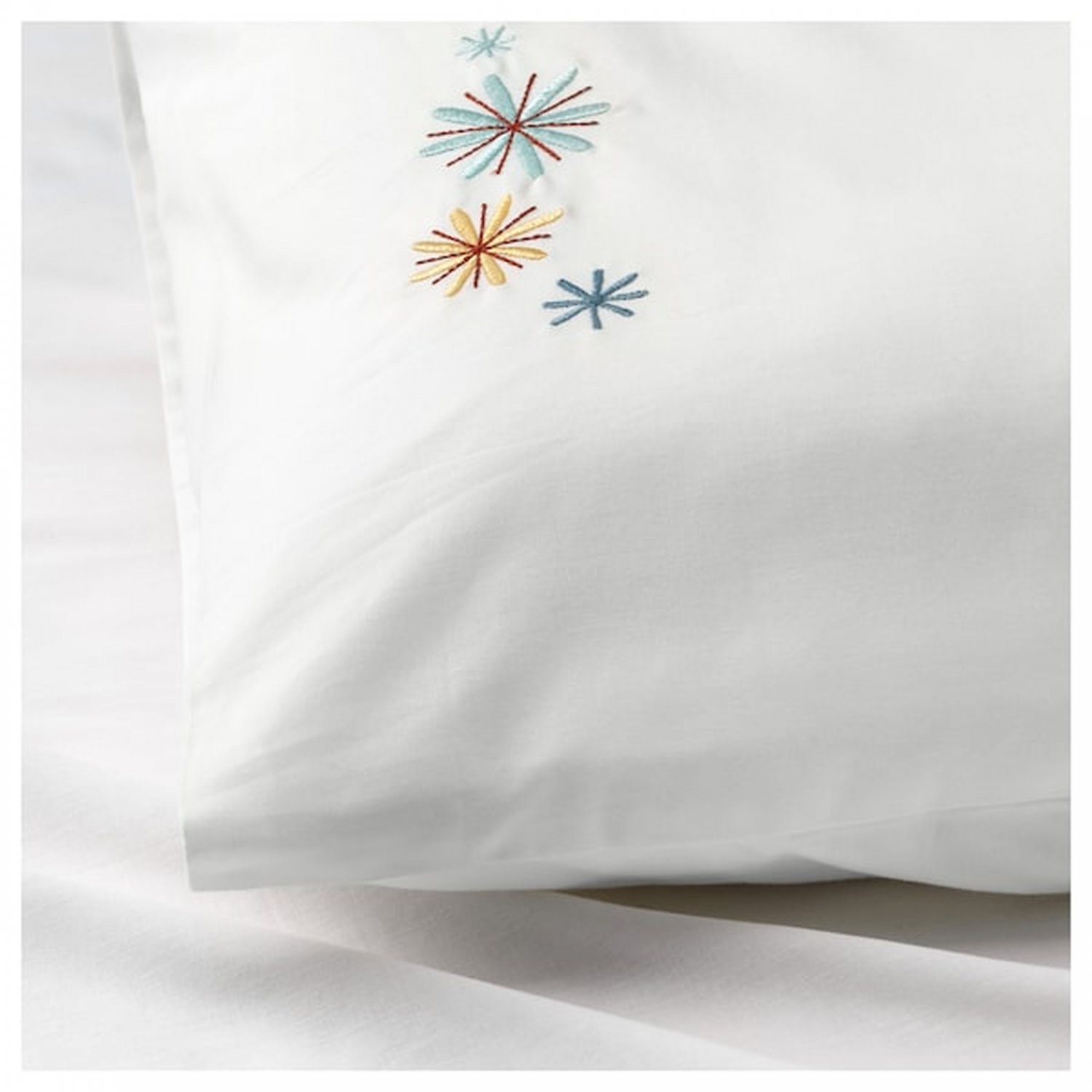 IKEA Tillgiven CRIB Duvet COVER Pillowcase SET White w Flower Starburst