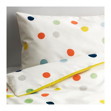 IKEA Dromland CRIB Duvet COVER Pillowcase SET Polka Dot Multicolour DRÃMLAND