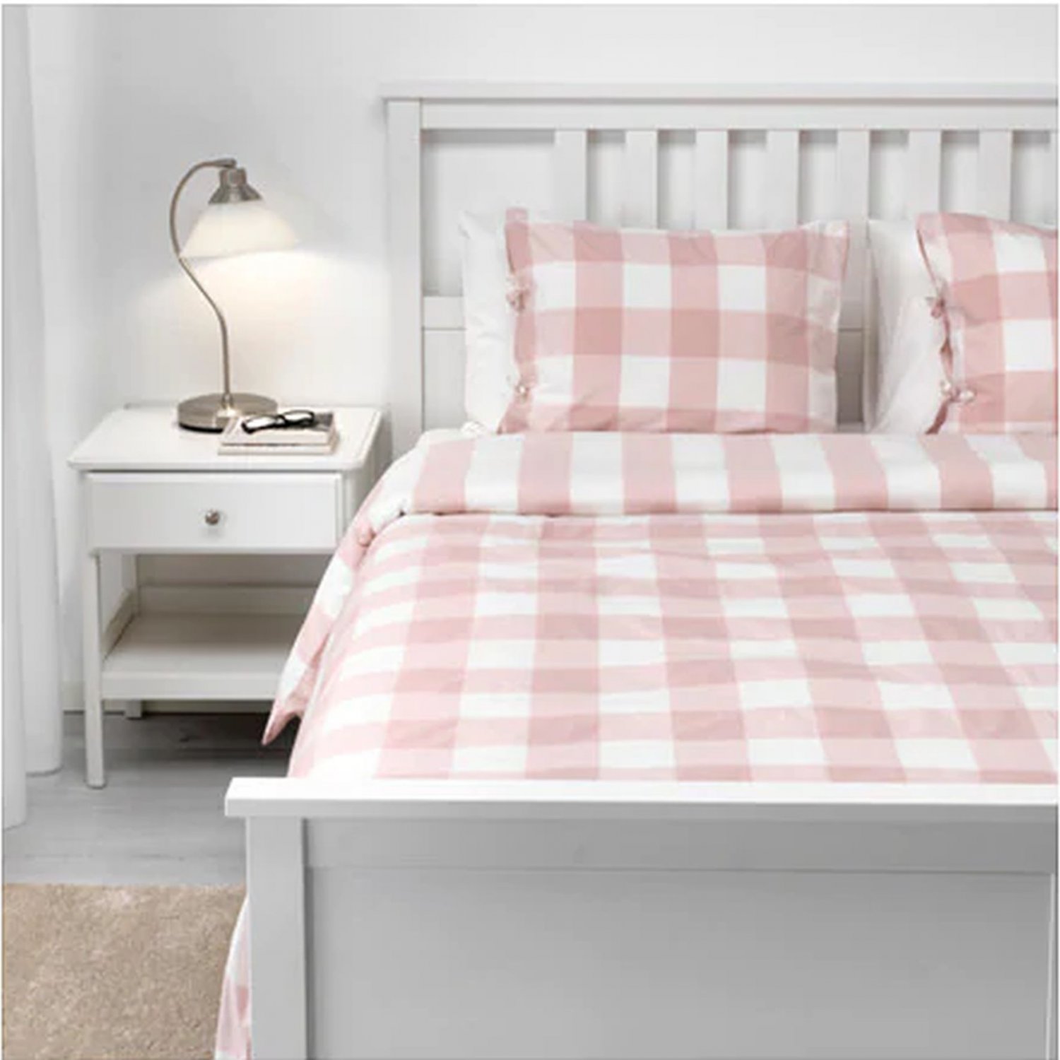 IKEA Emmie Ruta KING Duvet COVER Pillowcases Set LIGHT PINK Rose ...