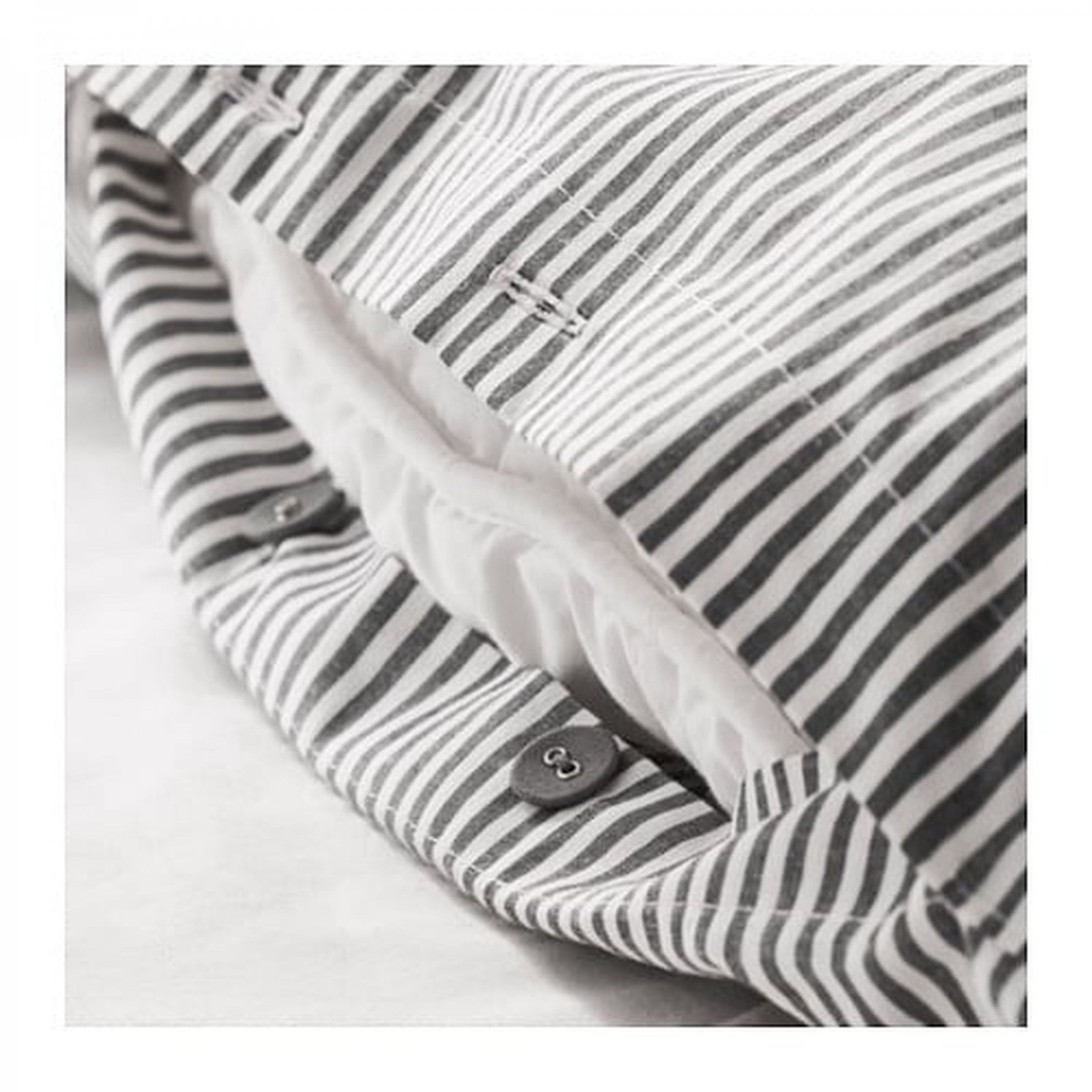 IKEA Nyponros KING Duvet COVER Set TICKING STRIPES GRAY Yarn Dyed SOFT
