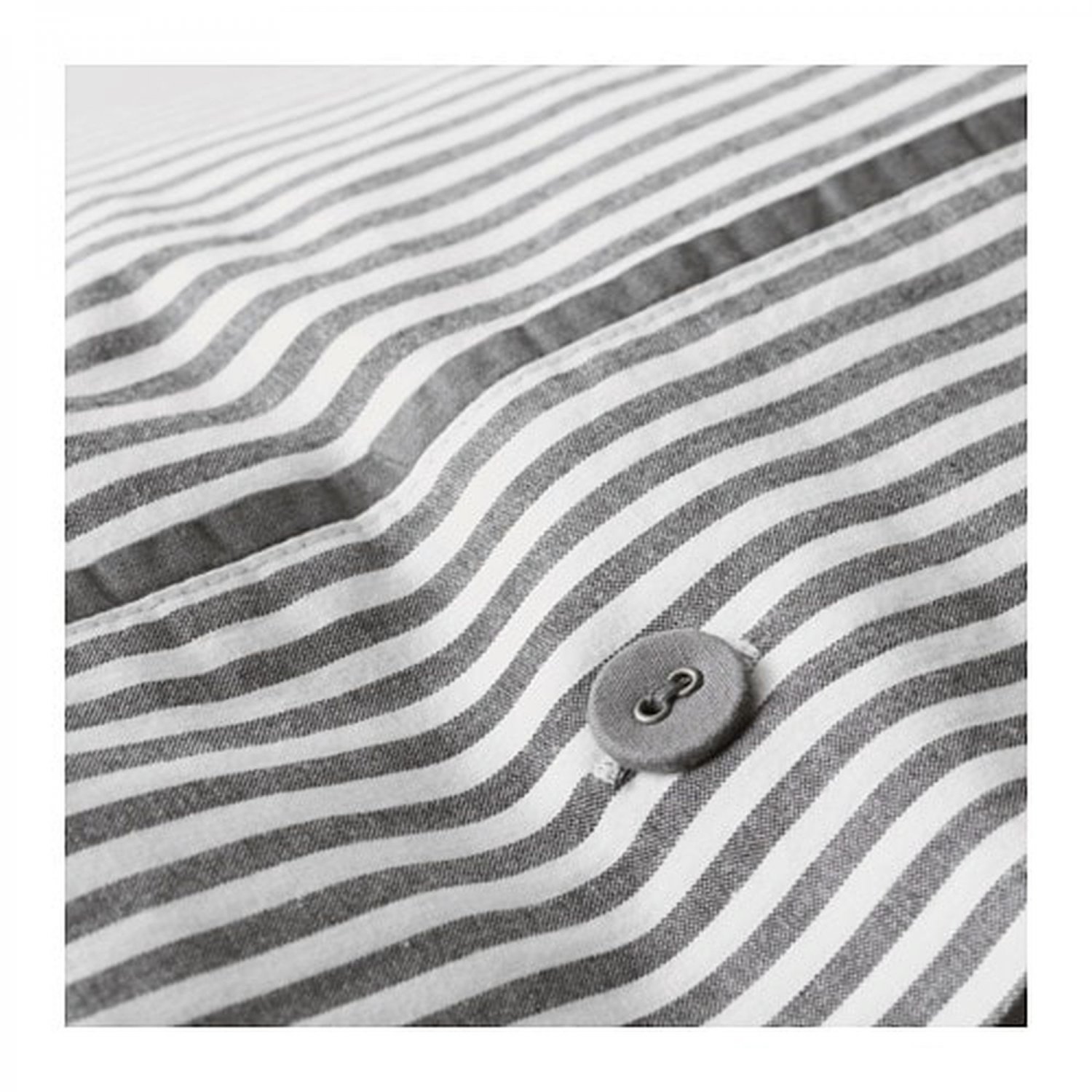 IKEA Nyponros KING Duvet COVER Set TICKING STRIPES GRAY Yarn Dyed SOFT Grey