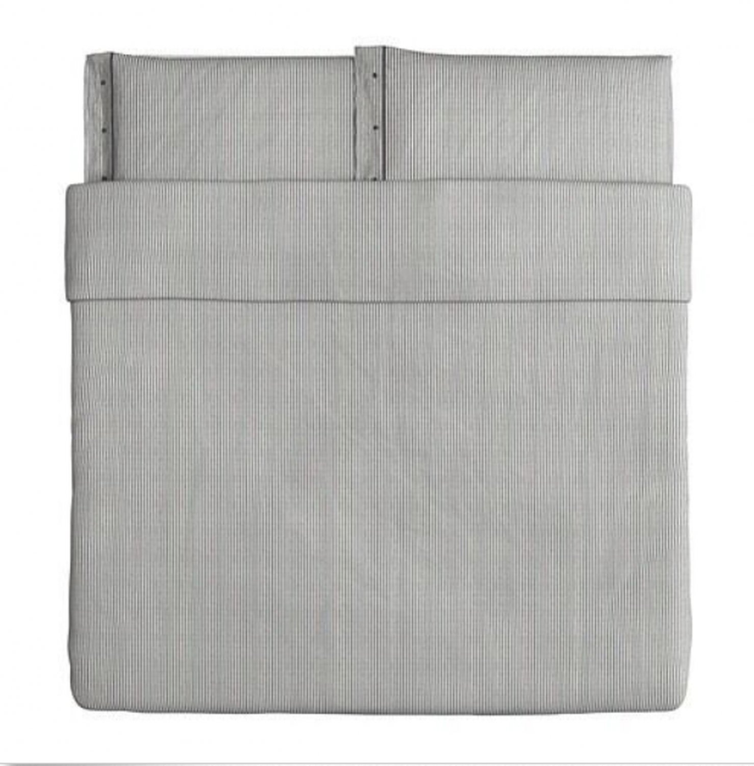 IKEA Nyponros KING Duvet COVER Set TICKING STRIPES GRAY Yarn Dyed SOFT