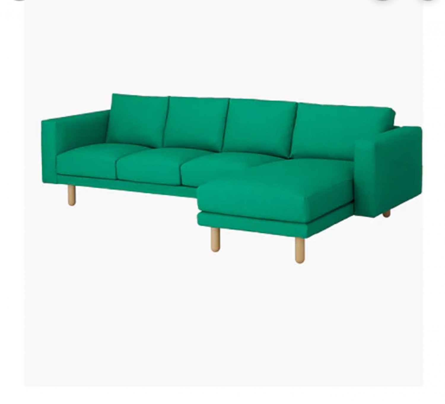 IKEA 3 Seat Sofa w Chaise SLIPCOVER Cover EDUM BRIGHT GREEN 4