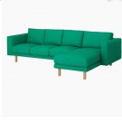 IKEA Norsborg 3 Seat Sofa w Chaise SLIPCOVER Cover EDUM BRIGHT GREEN 4 Seat Sectional COVER
