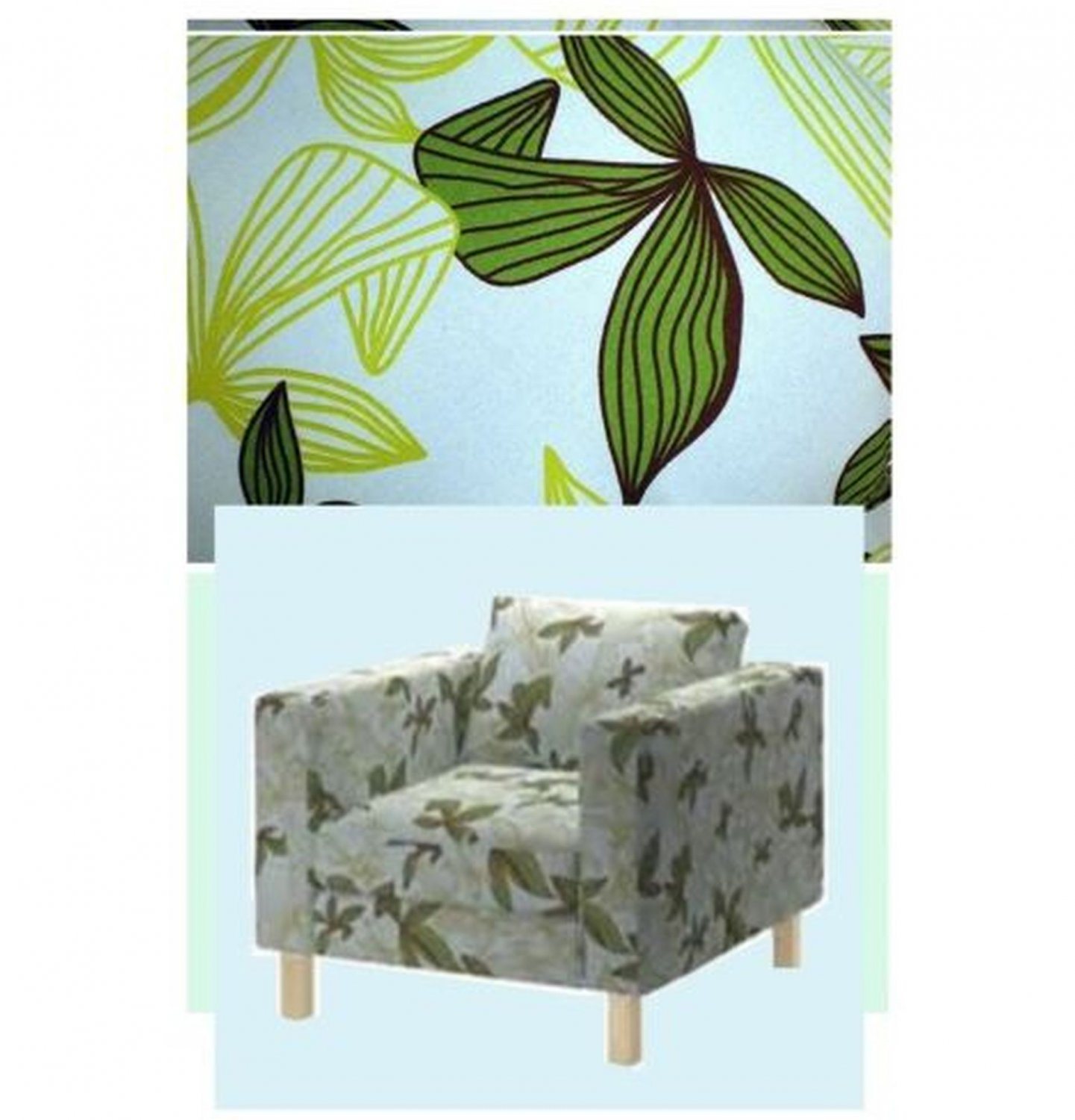 IKEA Karlstad Armchair Chair SLIPCOVER Cover MADER MULTI Green Leaf