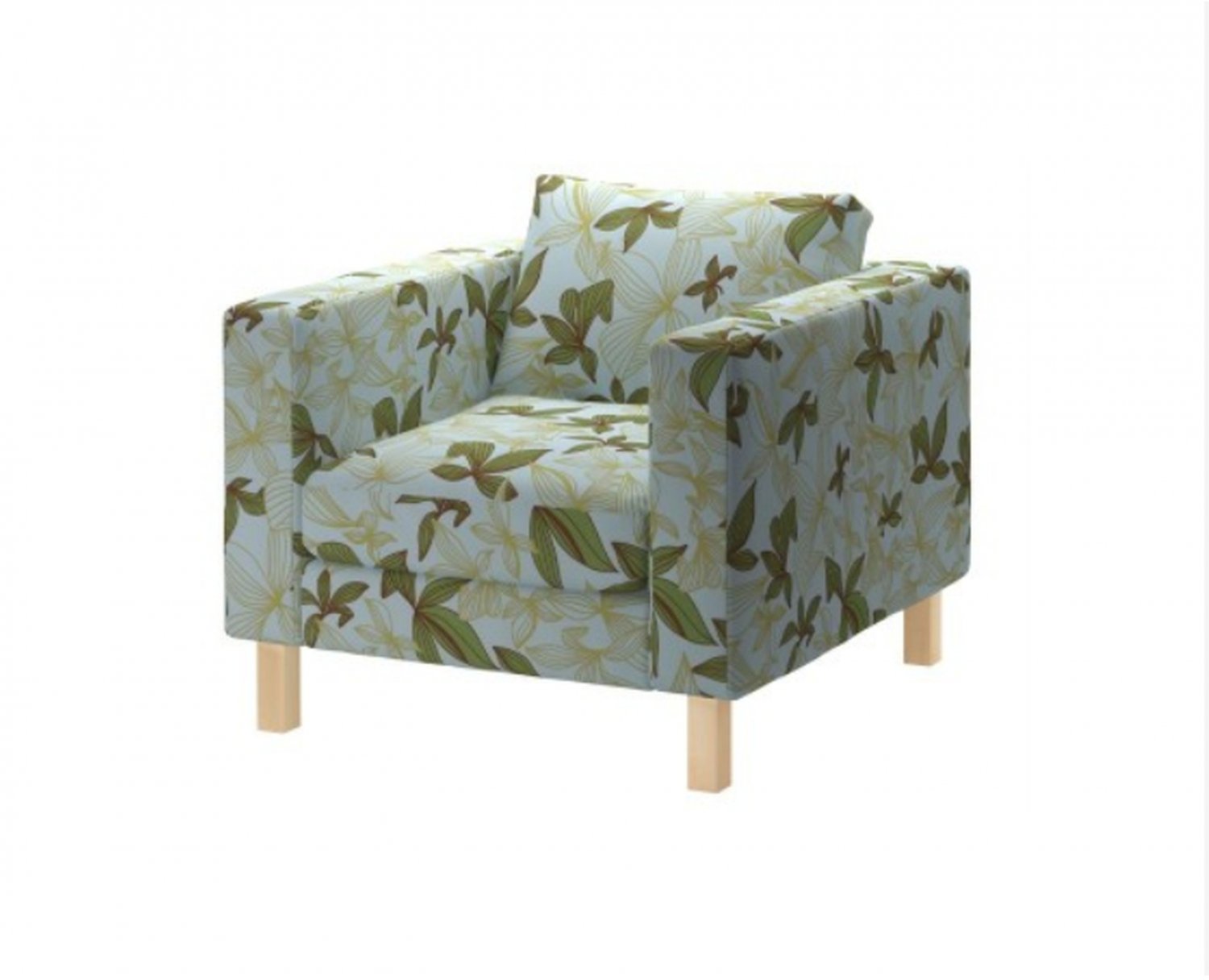 IKEA Karlstad Armchair Chair SLIPCOVER Cover MADER MULTI Green Leaf