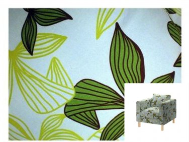IKEA Karlstad Armchair Chair SLIPCOVER Cover MADER MULTI Green Leaf Botanical Blue Tropical