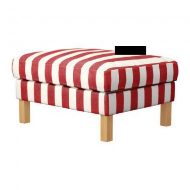 IKEA Karlstad Footstool Ottoman SLIPCOVER Cover RANNEBO RED White Stripes