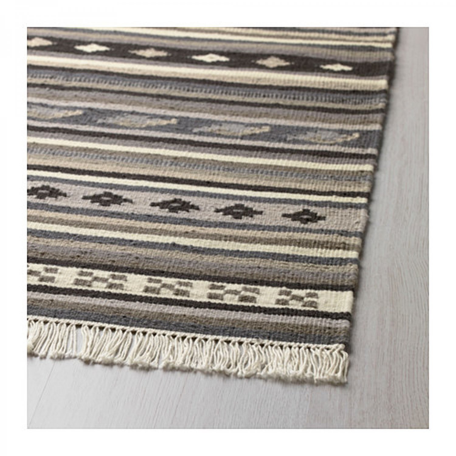 IKEA Kattrup Area RUG Mat WOOL Gray HandWoven Flatwoven INDIA Ethnic 7'10" x 5'7" Grey