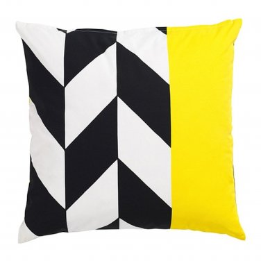 IKEA Mosaikblad Cushion COVER Pillow Sham  20" x 20" Retro Black Yellow Chevron Limited Edition