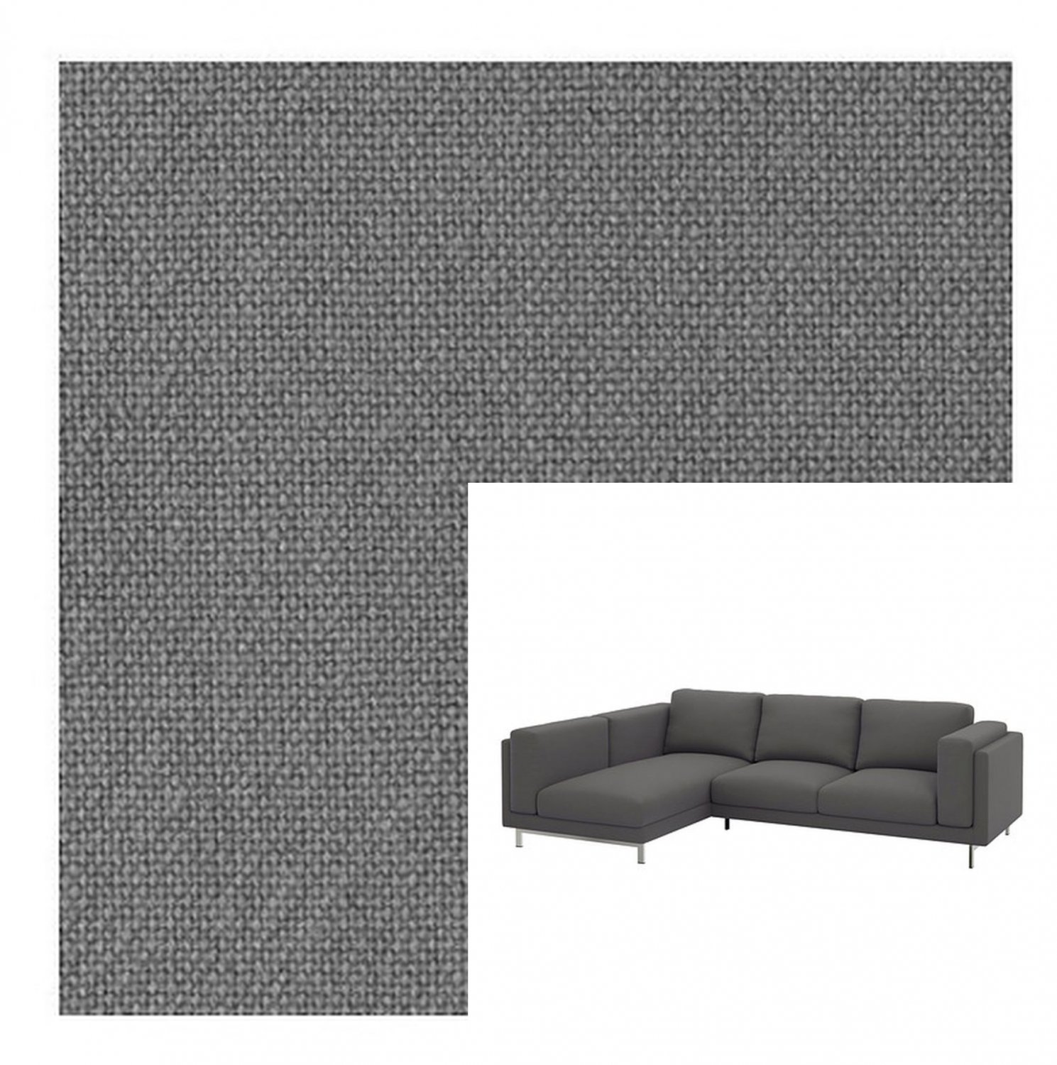 IKEA Nockeby SLIPCOVER Loveseat w Chaise Left COVER Risane GRAY Grey