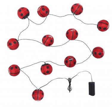 IKEA Solvinden 12 LIGHT CHAIN LED INDOOR OUTDOOR Ladybug Ladybird Red Battery Op Fairy Lights Bug