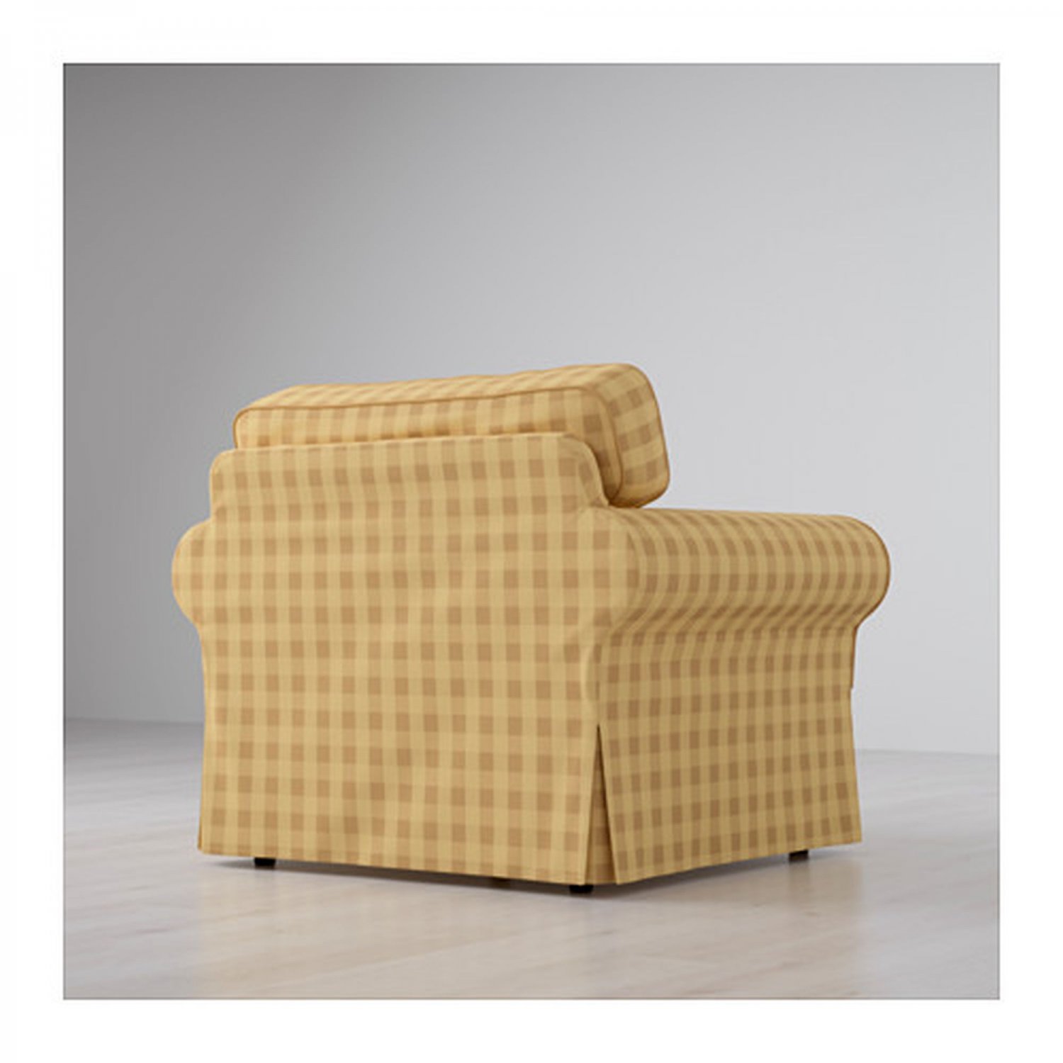 IKEA Ektorp Armchair SLIPCOVER Chair Cover SKAFTARP Yellow Buffalo Check Plaid Country New