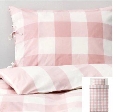 Ikea Emmie Ruta Twin Duvet Cover, Pink Buffalo Plaid Twin Bedding